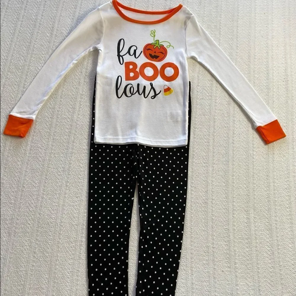 Way to Celebrate Girls Size 5 Halloween  “ faBOOlous” Pajama Sleep 2 Pc Set